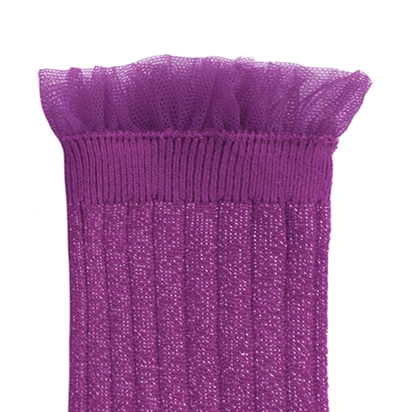 Skarpety brokatowe purpurowe Alizee z falbanką
