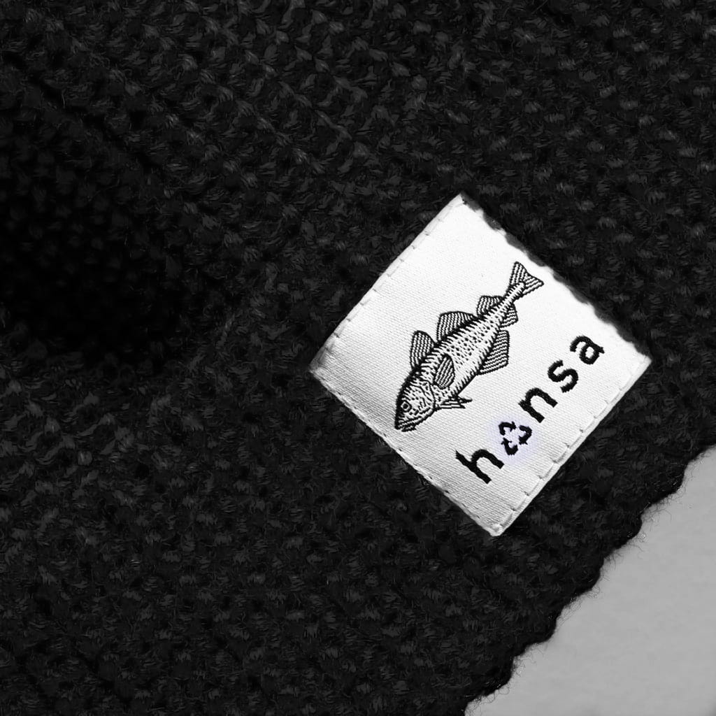 Czapka Beanie czarna z wełny z recyklingu
