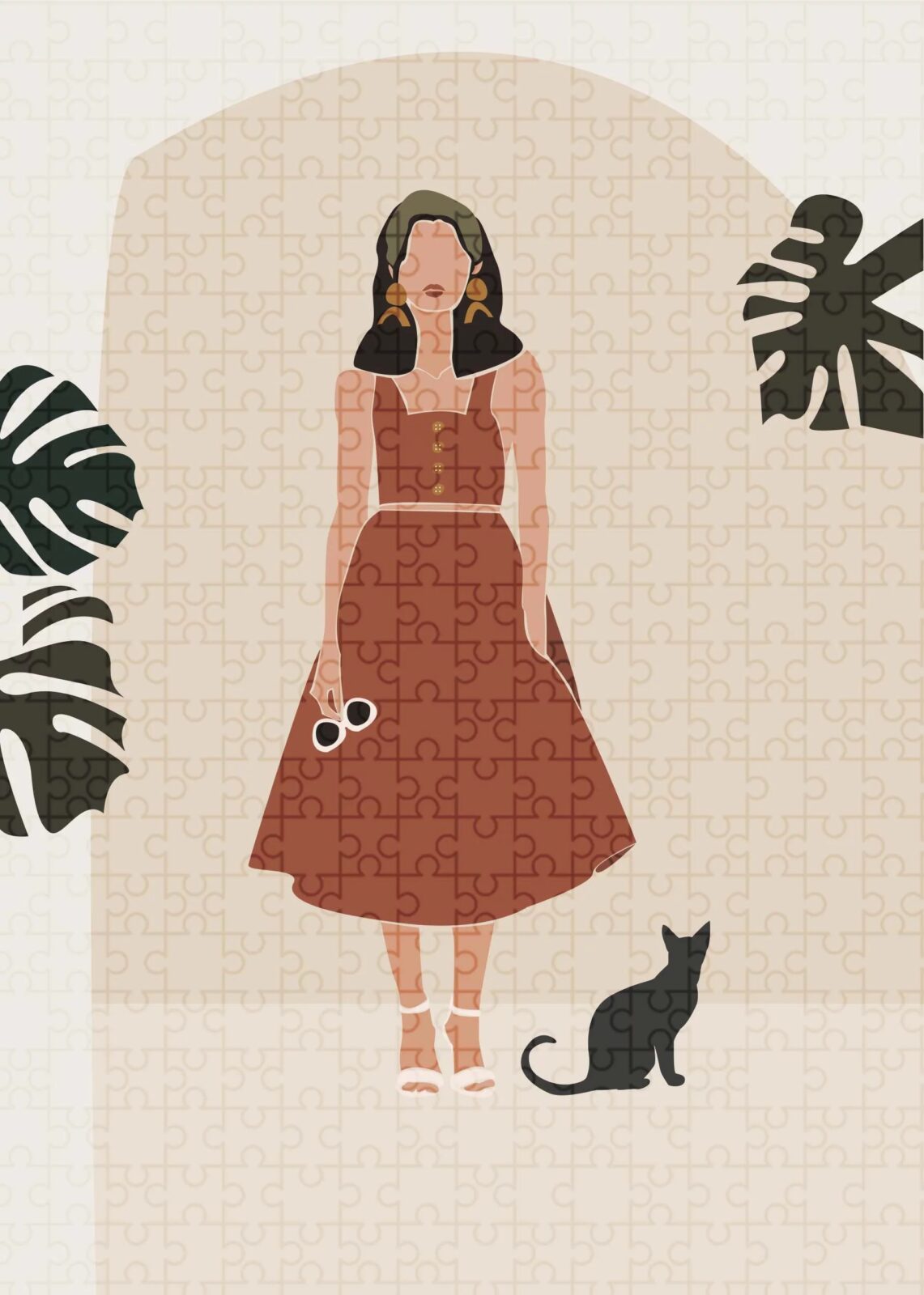 Puzzle Girl with Cat 500 elementów