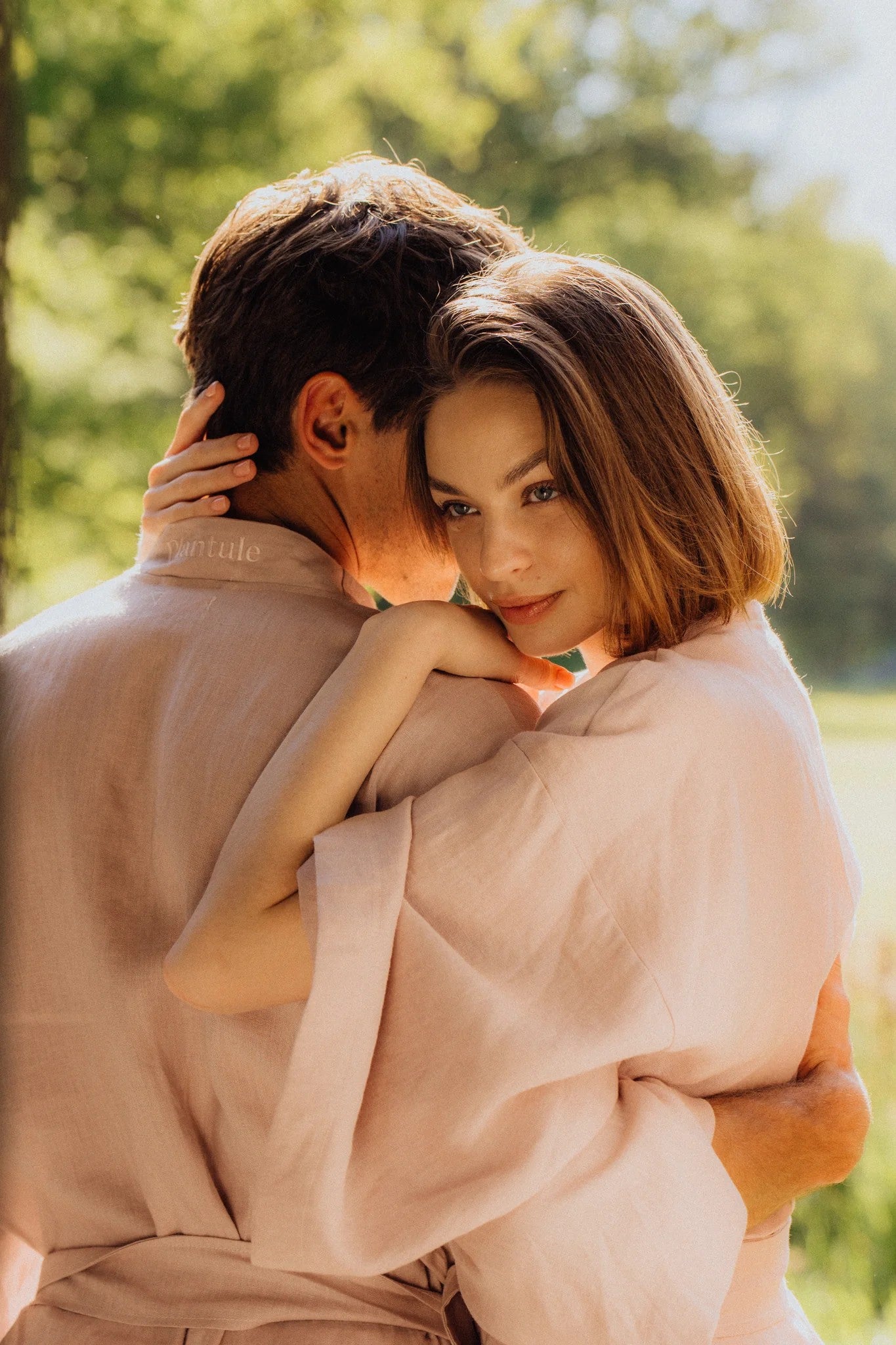 Kimono lniane krótkie różowe