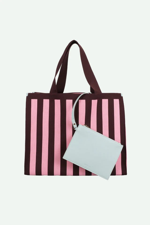Torba Shopper knitted Chocolate + Bubblegum