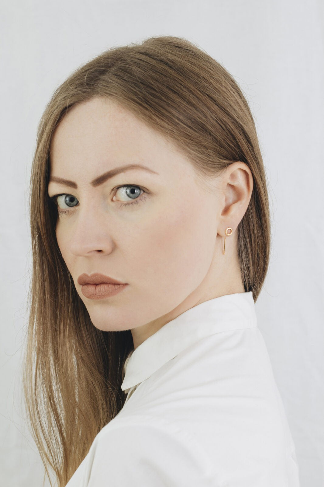 Kolczyki Koło-Linia pozłacane