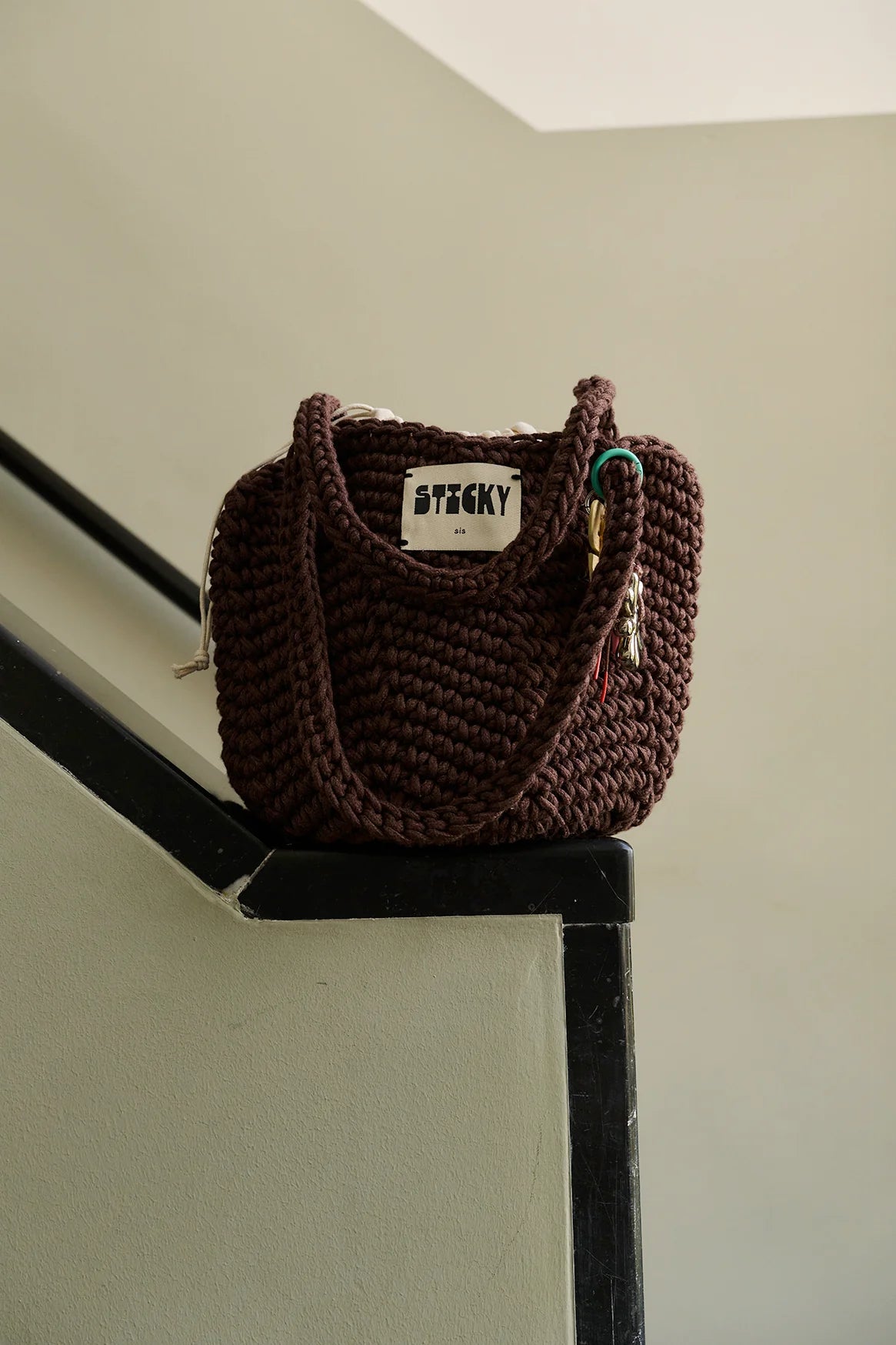 Torba pleciona brązowa Crochet Bag Sky – Sticky Sis