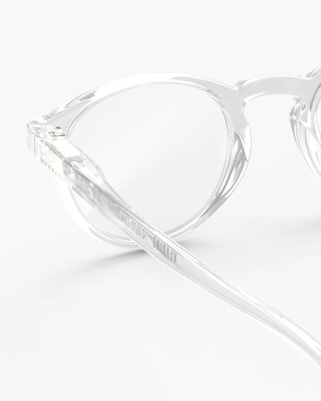 Okulary Izipizi #A Crystal – detal transparentnej oprawki
