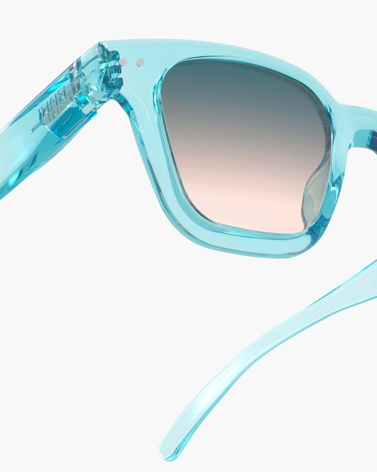 Okulary Izipizi #ROAD Turquoise Stone – detal oprawki i soczewki
