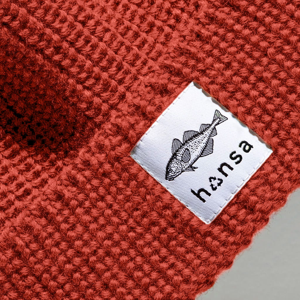 Czapka Beanie ceglana z wełny z recyklingu