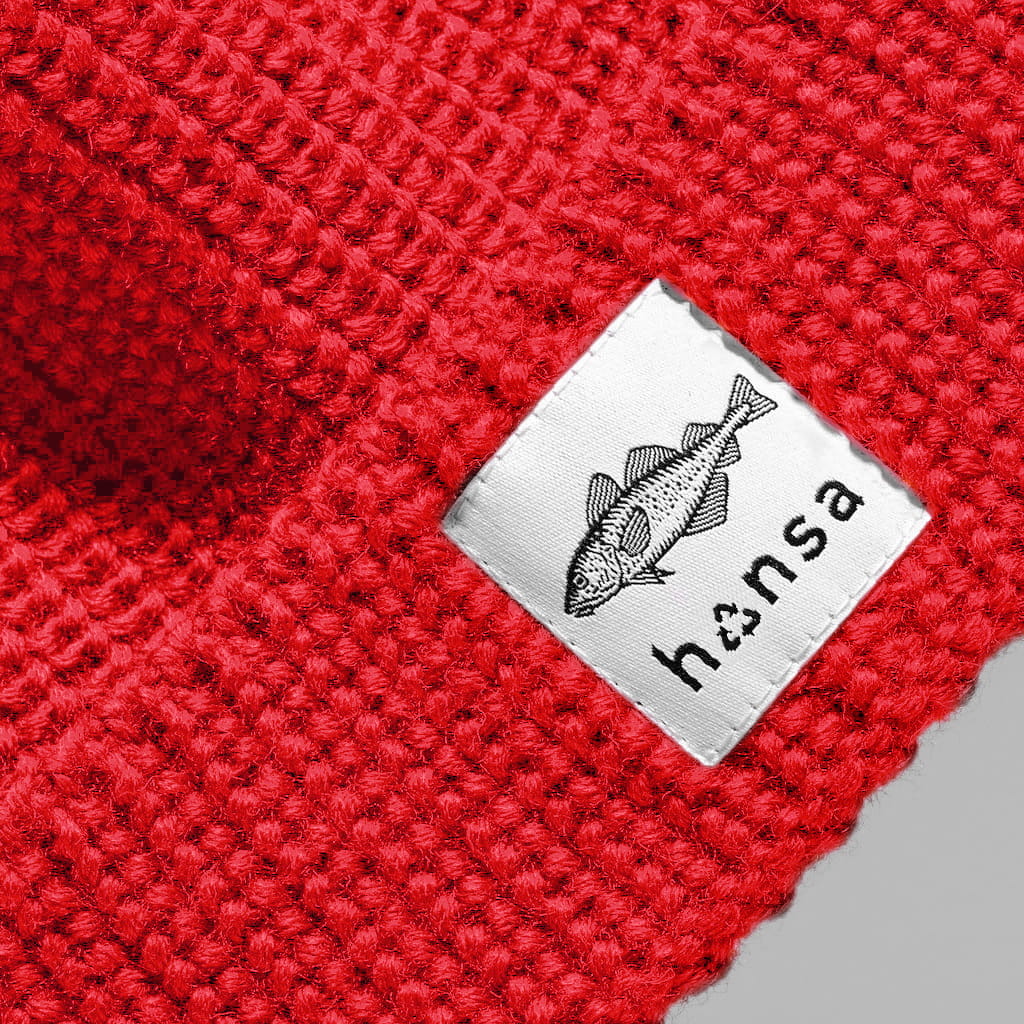 Czapka Beanie czerwona z wełny z recyklingu