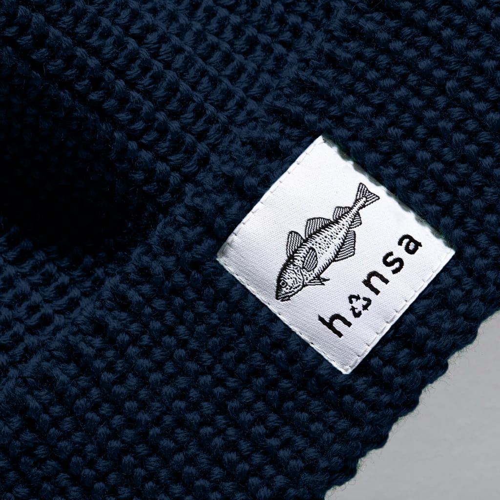 Czapka Beanie granatowa z wełny z recyklingu