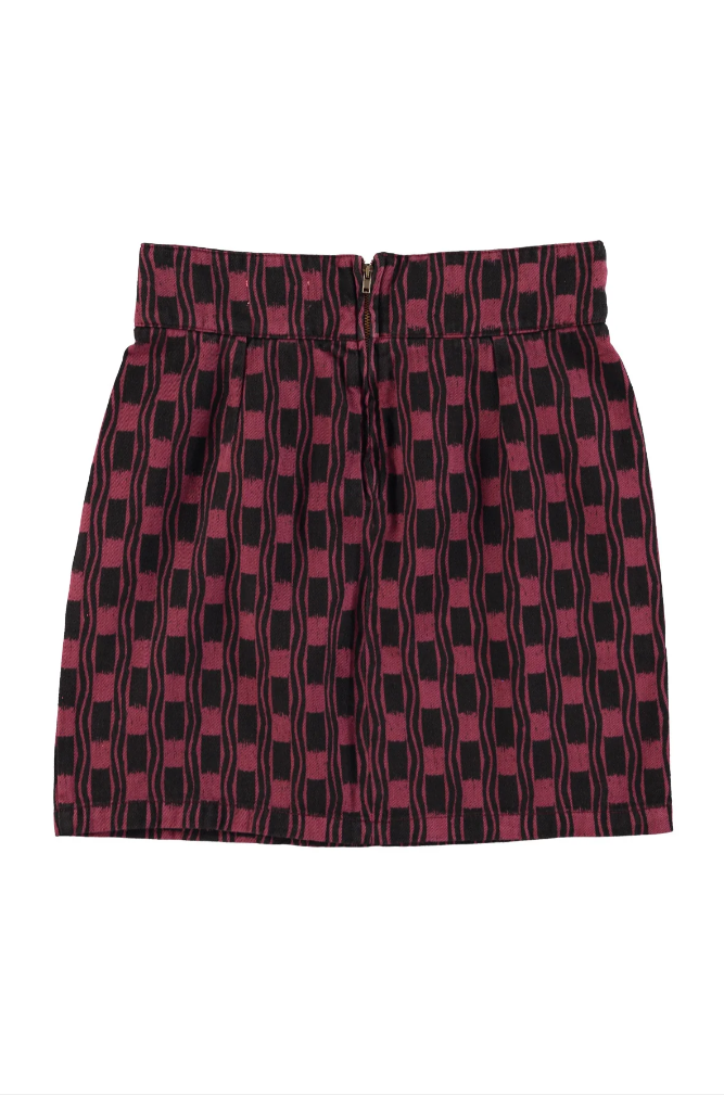 Spódnica mini Aubergine & Black Squares