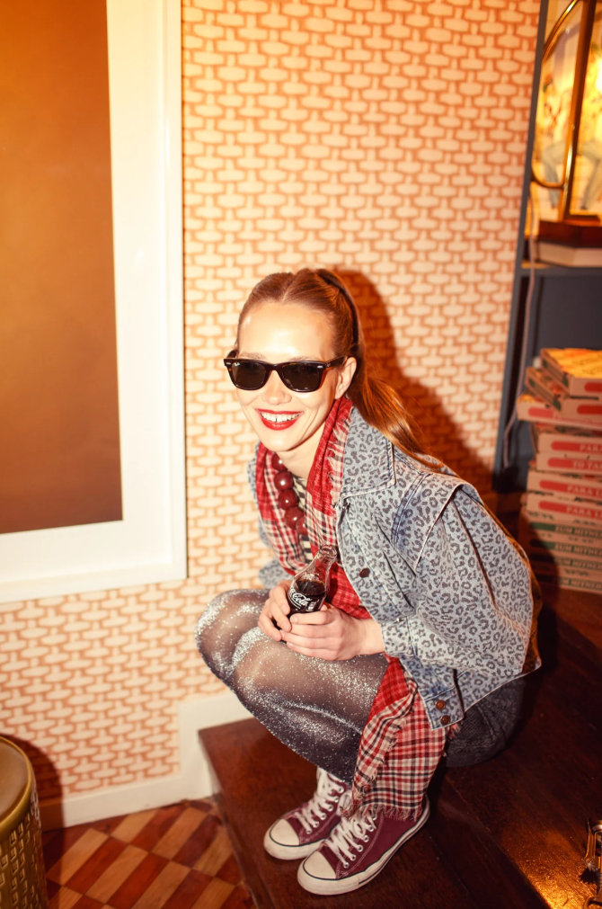 Kurtka Washed Blue Denim Animal Print