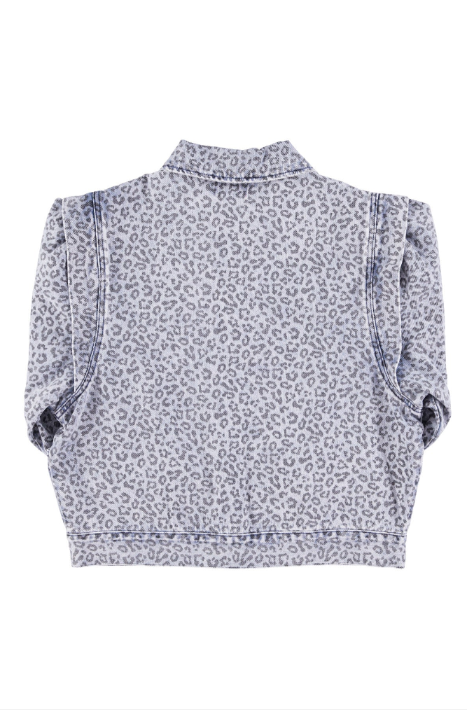 Kurtka Washed Blue Denim Animal Print