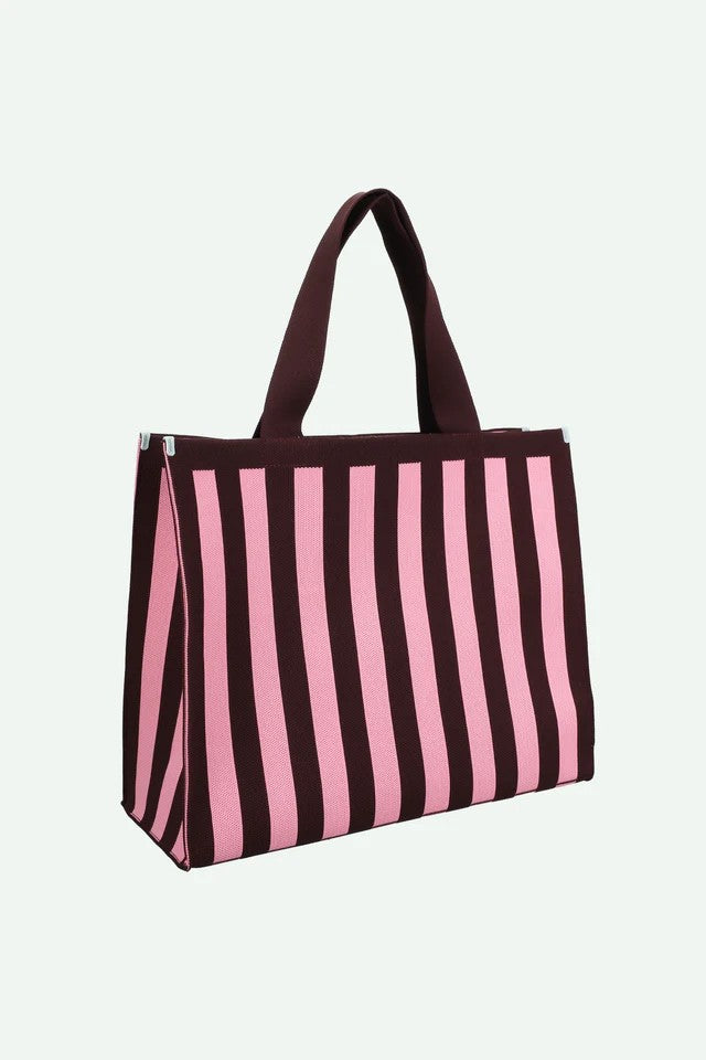 Torba Shopper knitted Chocolate + Bubblegum