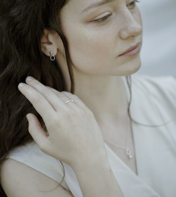 Kolczyki Kulka i Owal srebrne