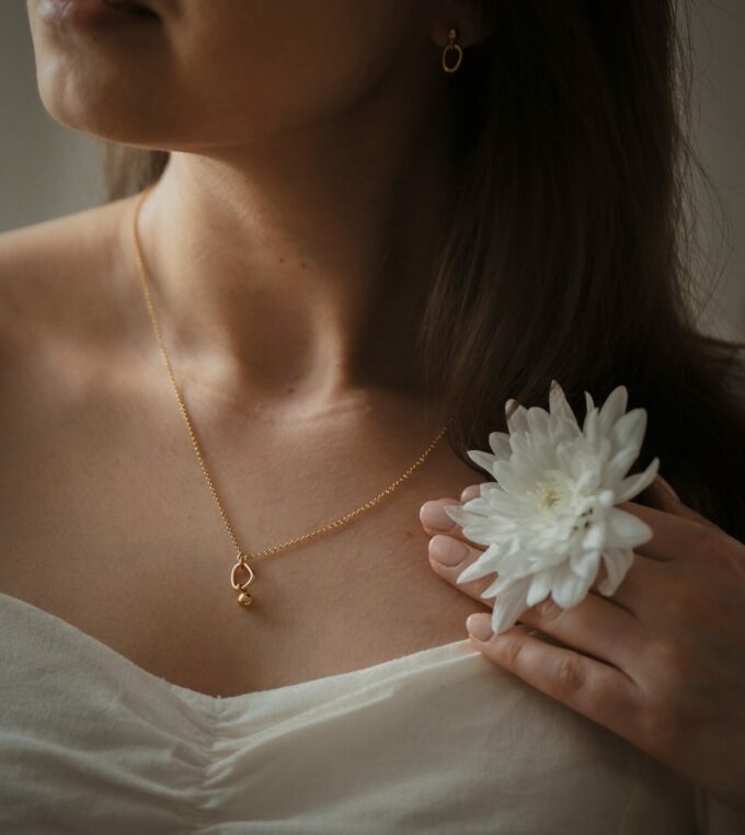 Naszyjnik Kulka i Owal pozłacany