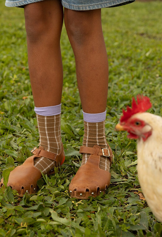 Skarpety w kratę z cytryną