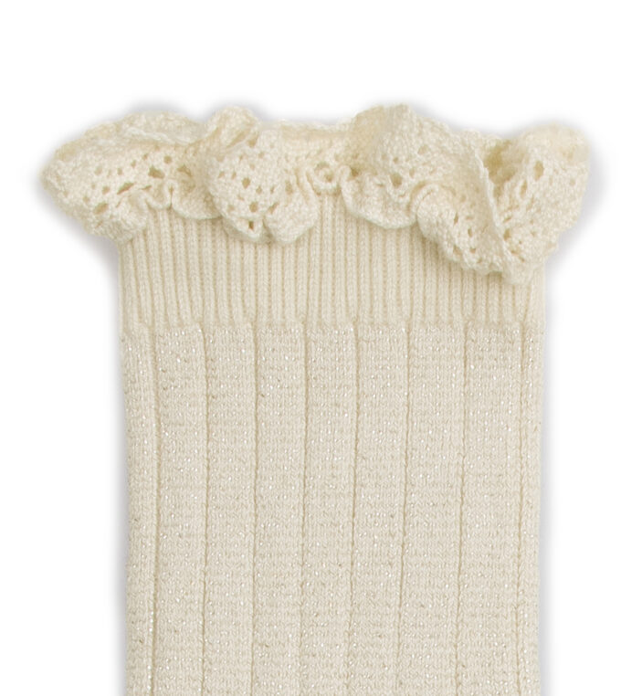 Skarpety brokatowe kremowe Victorine