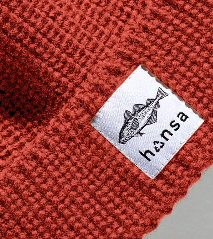 Czapka Beanie ceglana z wełny z recyklingu