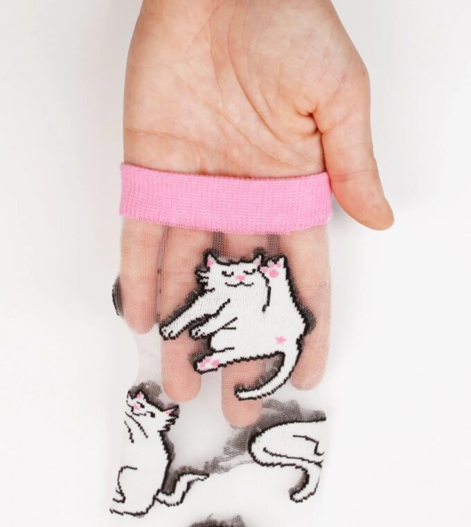 Skarpetki transparentne Biały Kot