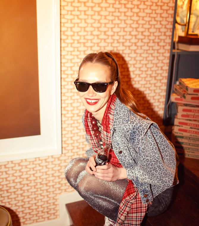 Kurtka Washed Blue Denim Animal Print