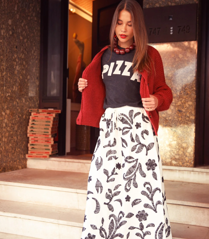 T-shirt Pizza Faded Black