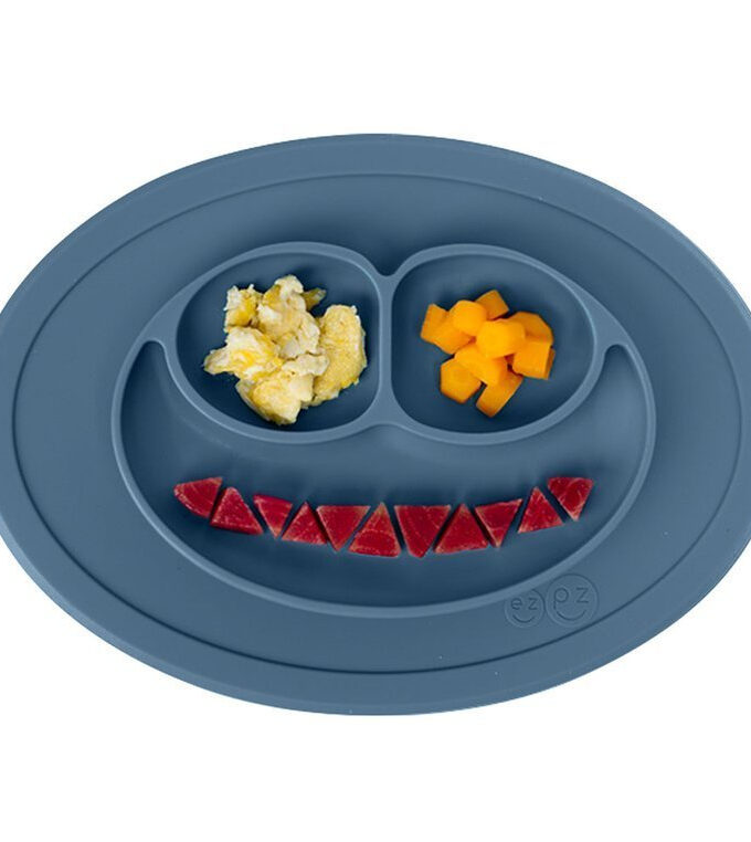 Talerzyk z podkładką dla dzieci Mini Mat ciemny niebieski