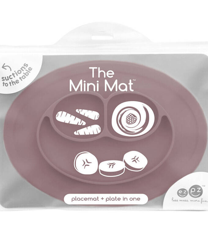 Talerzyk z podkładką dla dzieci Mini Mat mauve