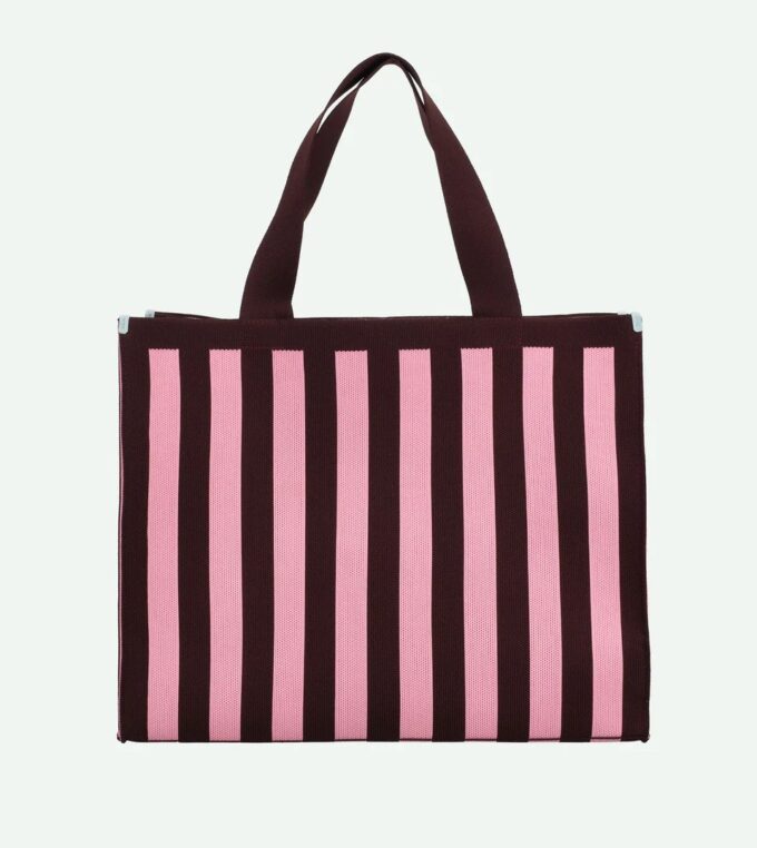 slou-sticky-sis-club-torba-shopper-knitted-stripes-chocolate-bubblegum
