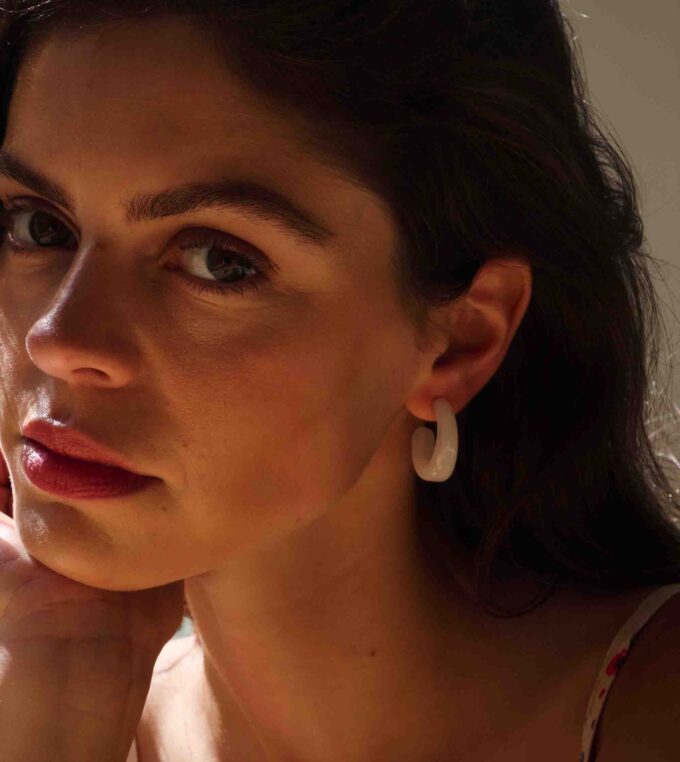 Kolczyki Cerchio Pearl White