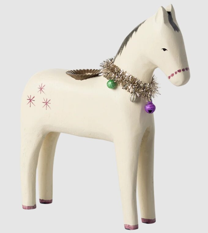 Świecznik drewniany koń