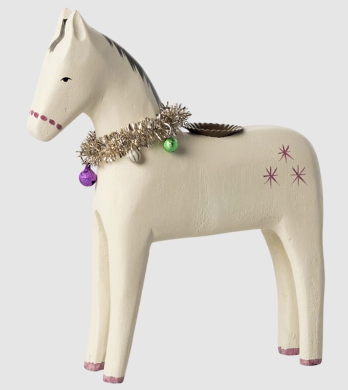 Świecznik drewniany koń