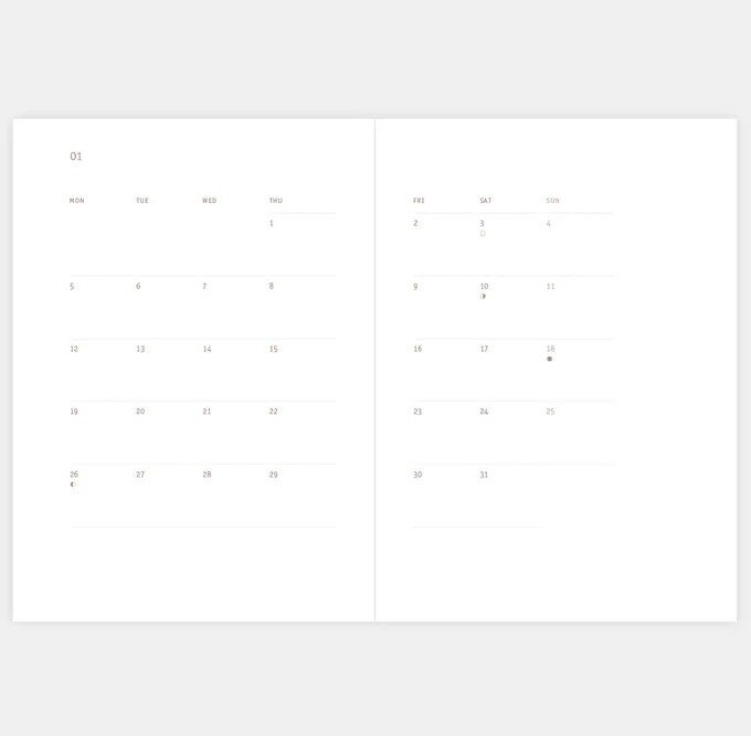 Kalendarz dzienny Everyday 2026 ink