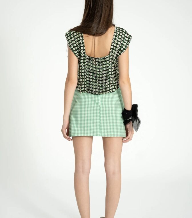 Bluzka Black/Ecru Flowers