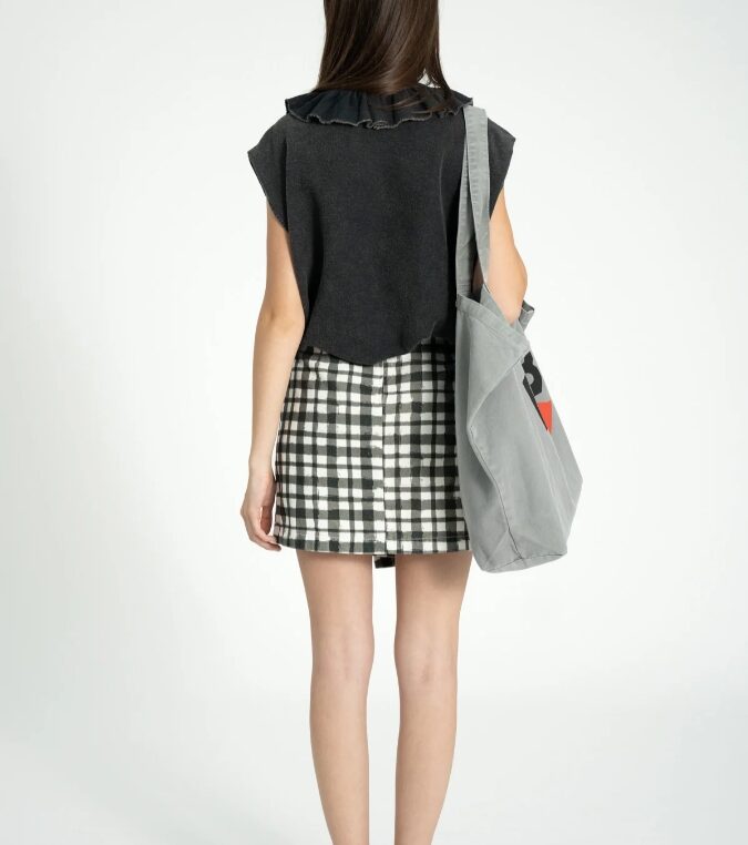 Bluzka bez rękawów z kołnierzykiem 1980 print