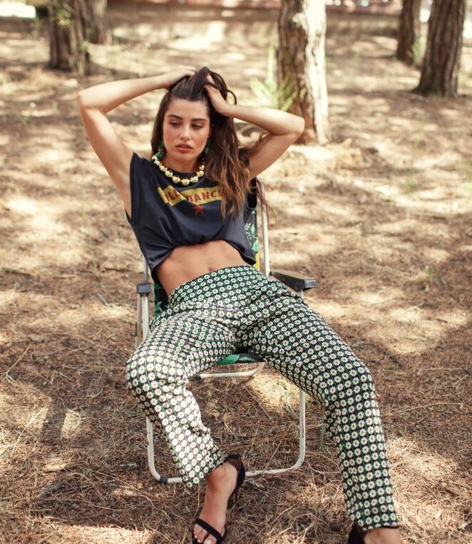 Spodnie Black/Ecru Flowers