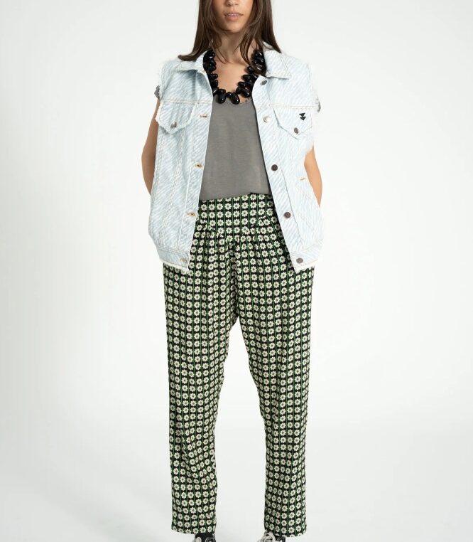 Spodnie Black/Ecru Flowers