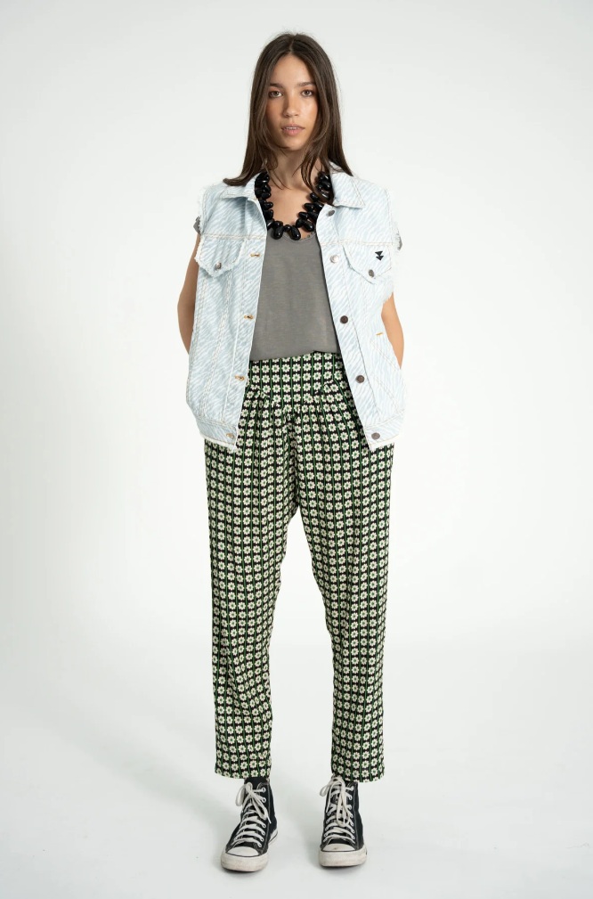 Spodnie Black/Ecru Flowers - obrazek 4