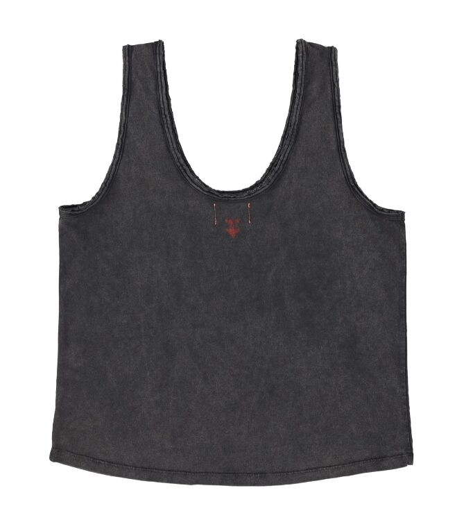 Top V-neck Washed Black Baby Print