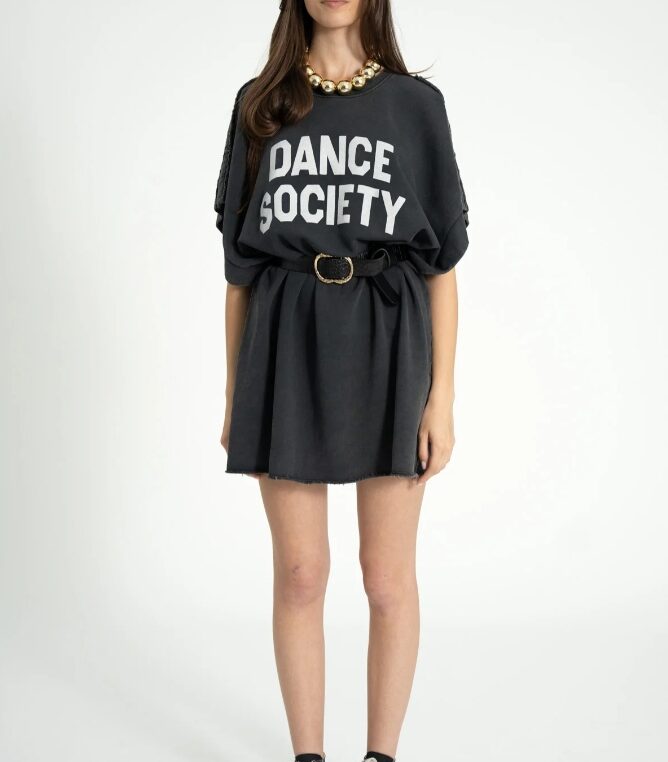 Sukienka T-shirtowa Washed Black Dance Society Print