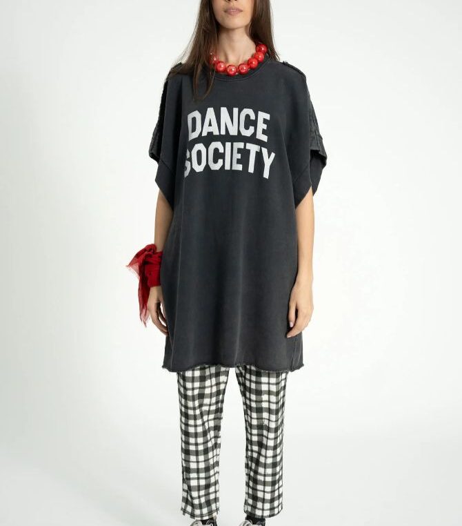 Sukienka T-shirtowa Washed Black Dance Society Print